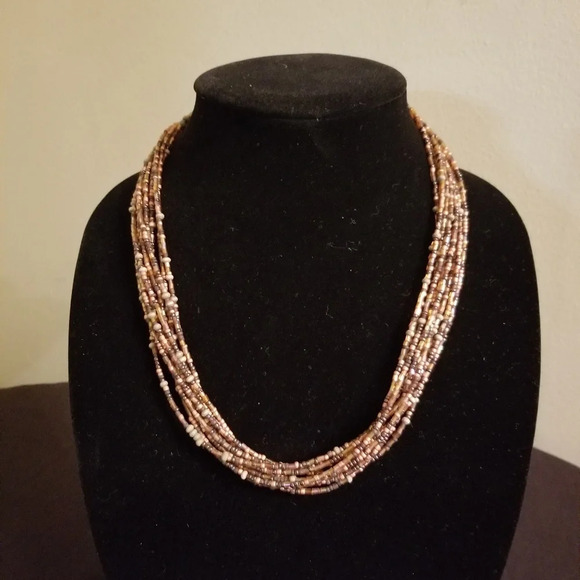 BEADED NECKLACE IN SHADES OF BROWN - Picture 1 of 2